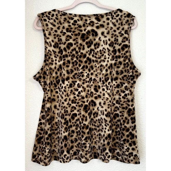 Chicos Animal Print Tank Top Sleeveless Shirt Stretch Cheetah Brown Size 3 US XL - Picture 2 of 5